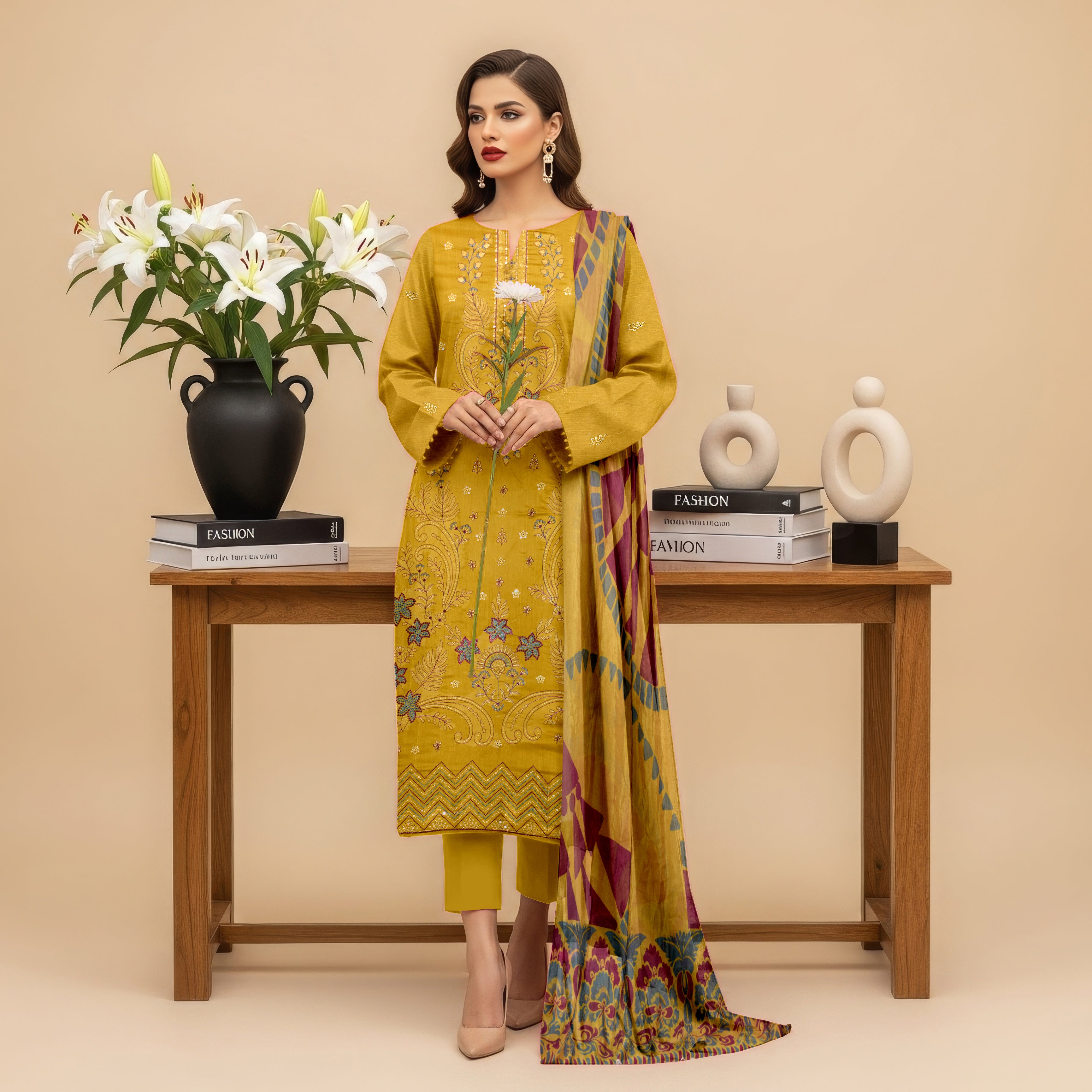 RANGOON  Embroidered Lawn [3pice]