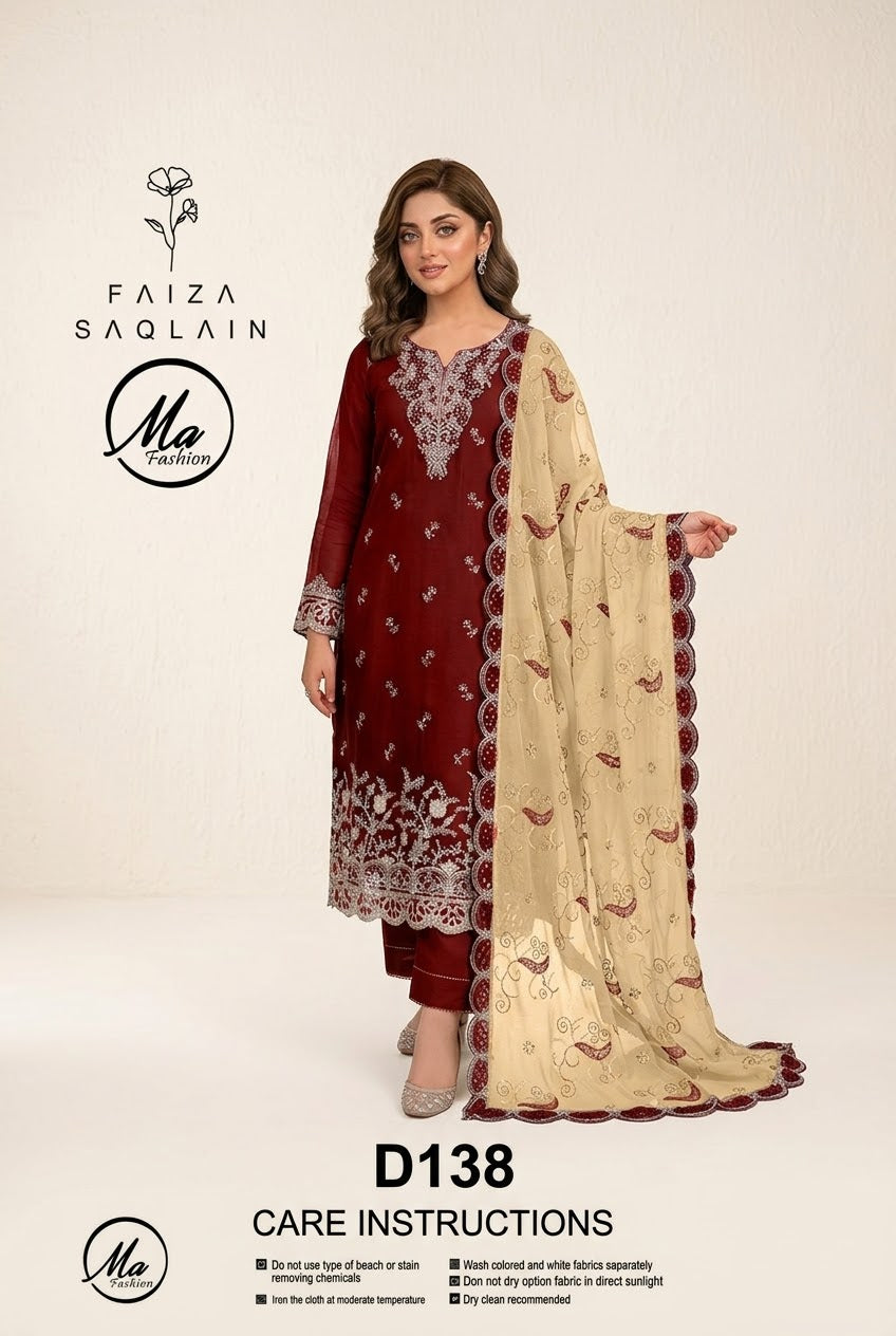 FAIZA SAQLAIN | Unstiched 3 Pice