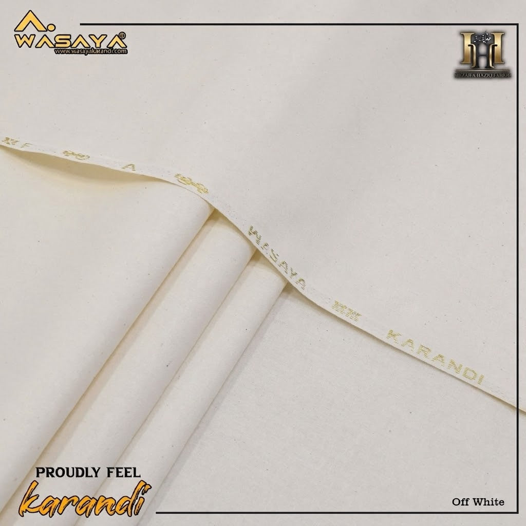 Premium Karandi Fabric|Off white
