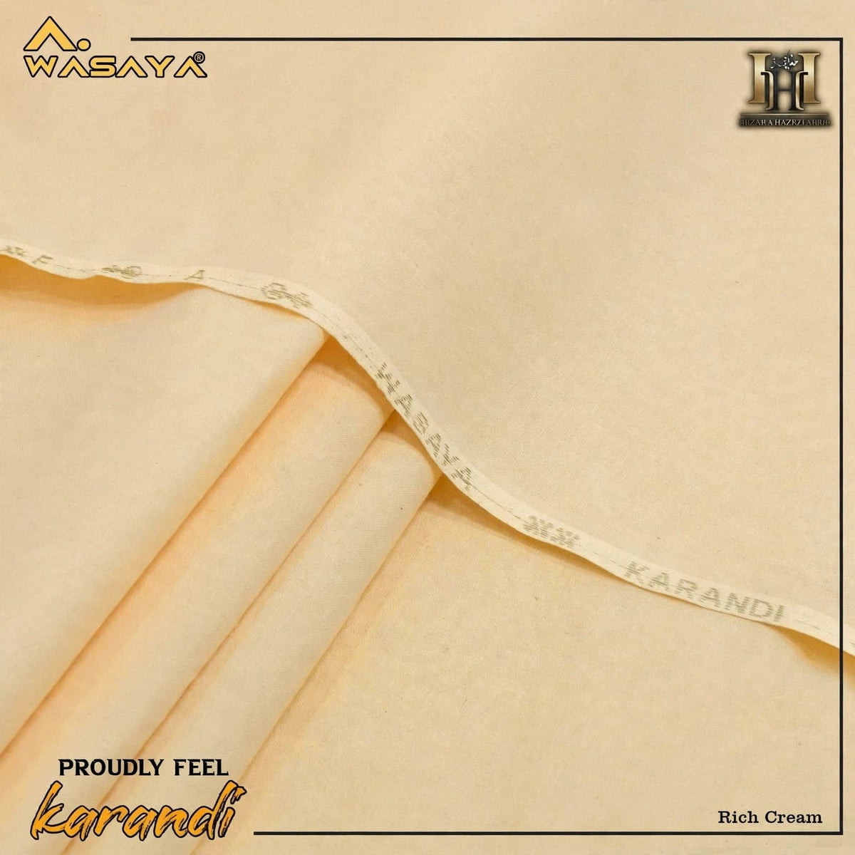 ALLA WASYA Premium Karandi Fabric|Cream