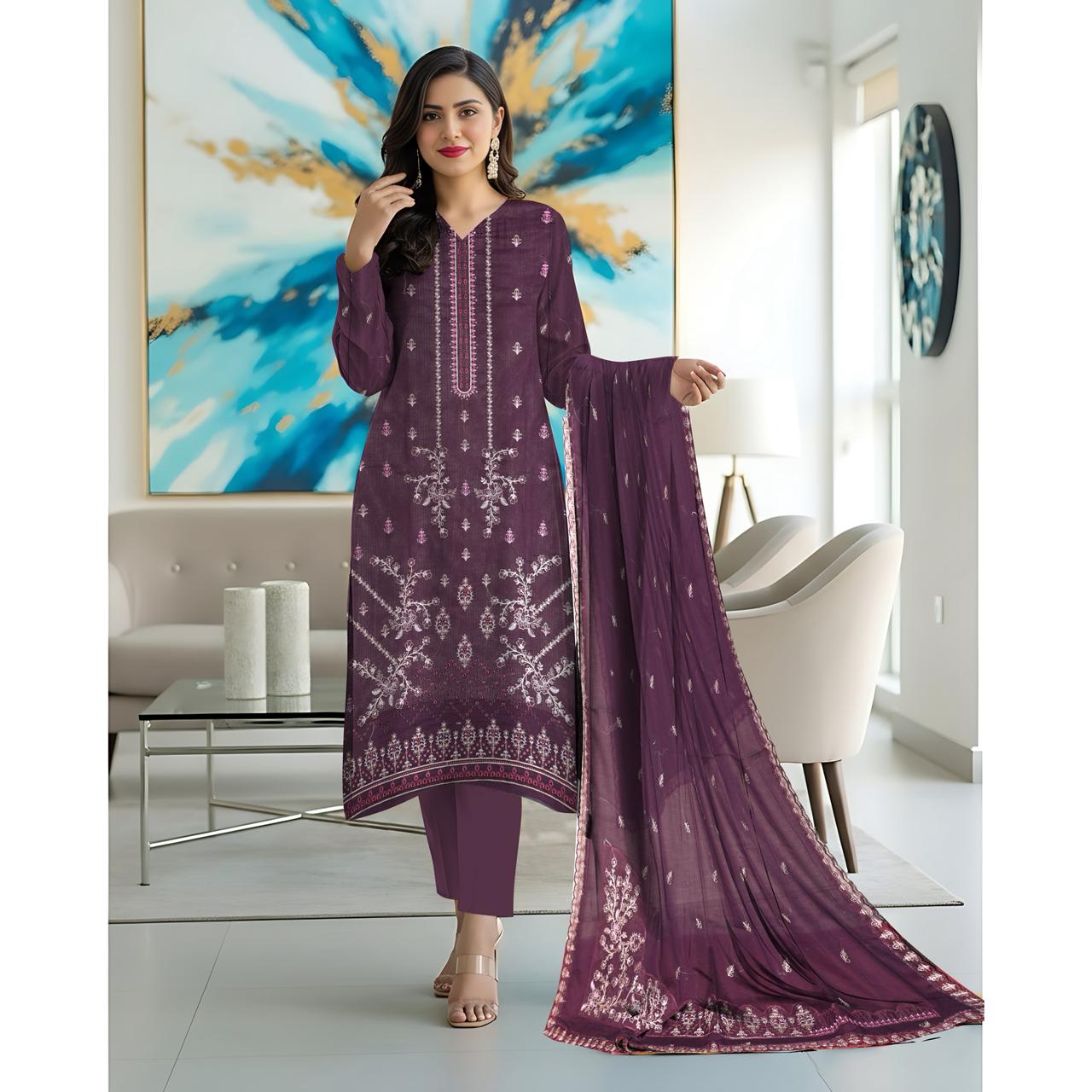 RANGREZ Embroidered Lawn [3pice]