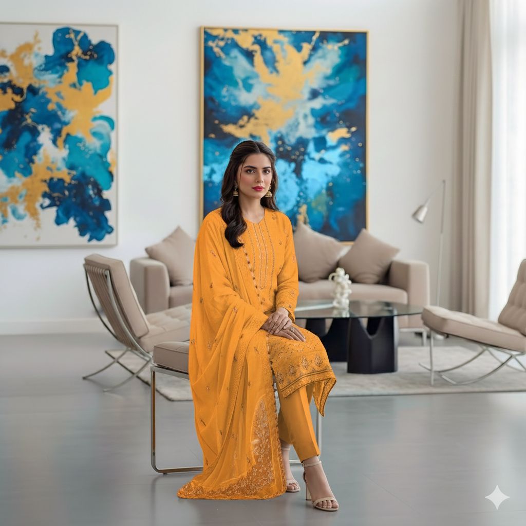 RANGREZ Embroidered Lawn [3pice]