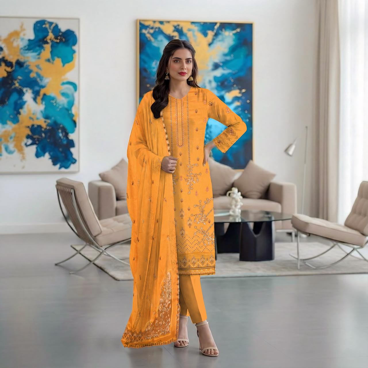 RANGREZ Embroidered Lawn [3pice]