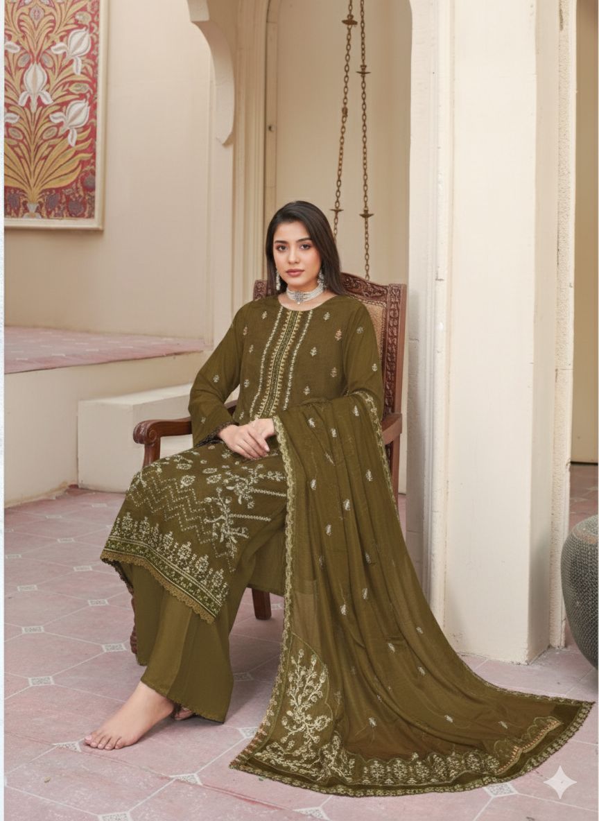 MIJAZ Embroidered Lawn [3pice]
