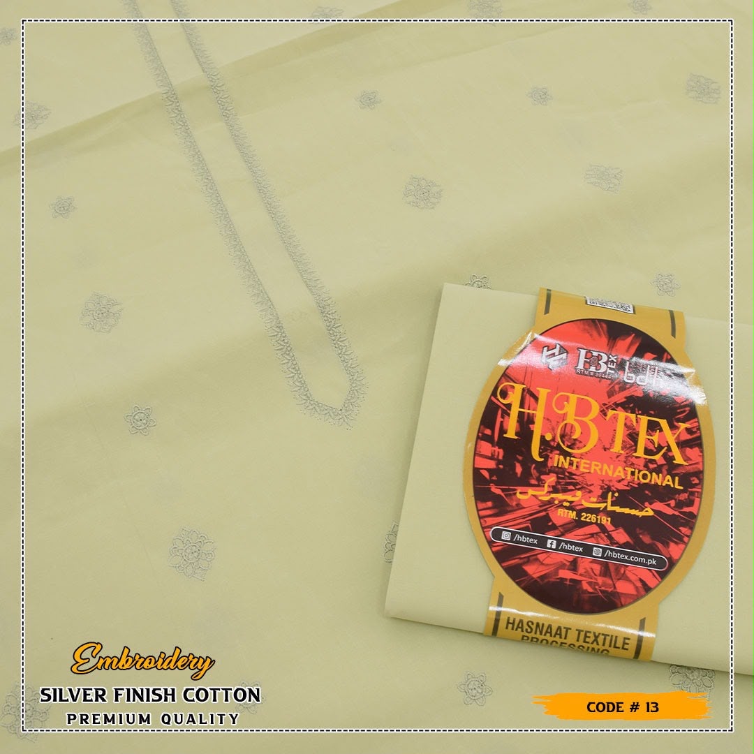 HB Unstiched Embroidered Men Cotton