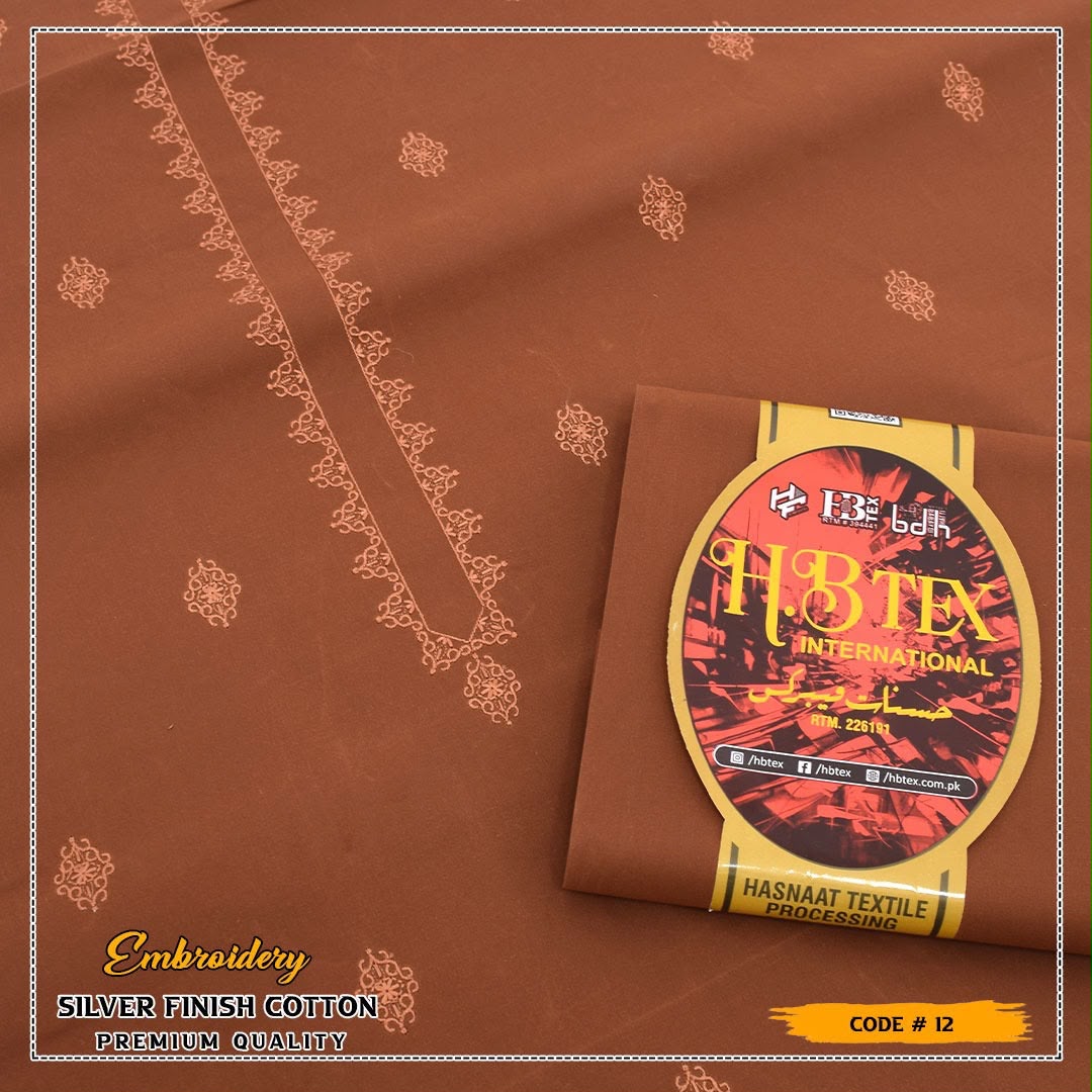 HB Unstiched Embroidered Men Cotton