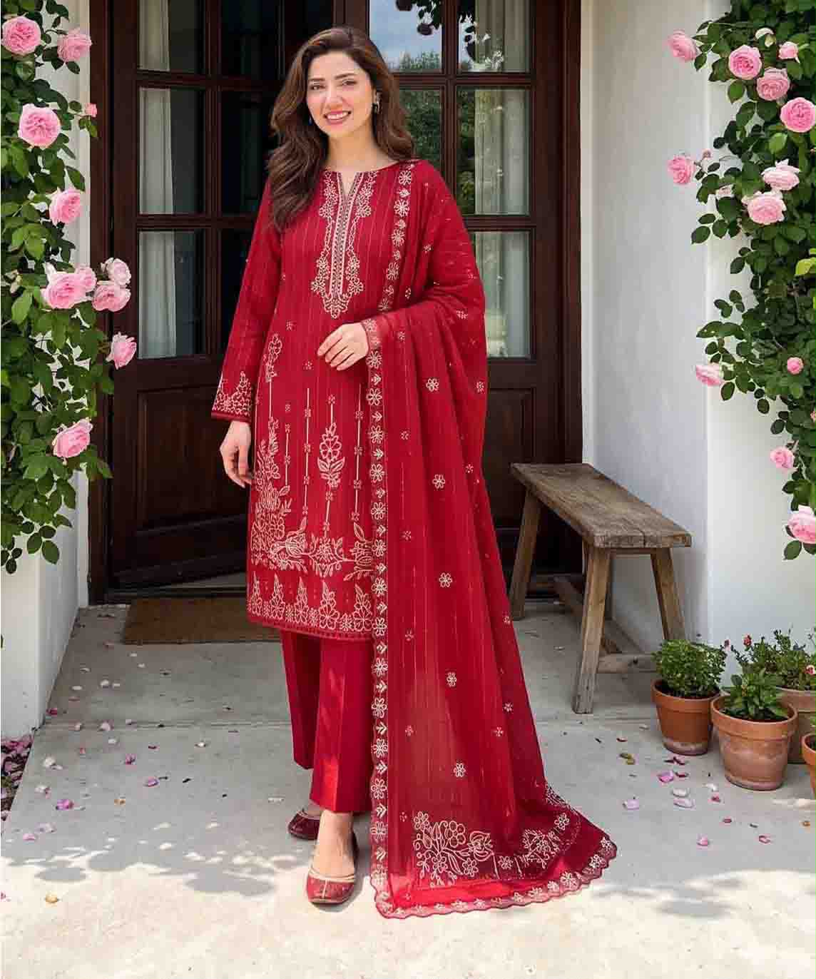 NOOR-E-MEHAL Dhanak 3 Pice Unstiched