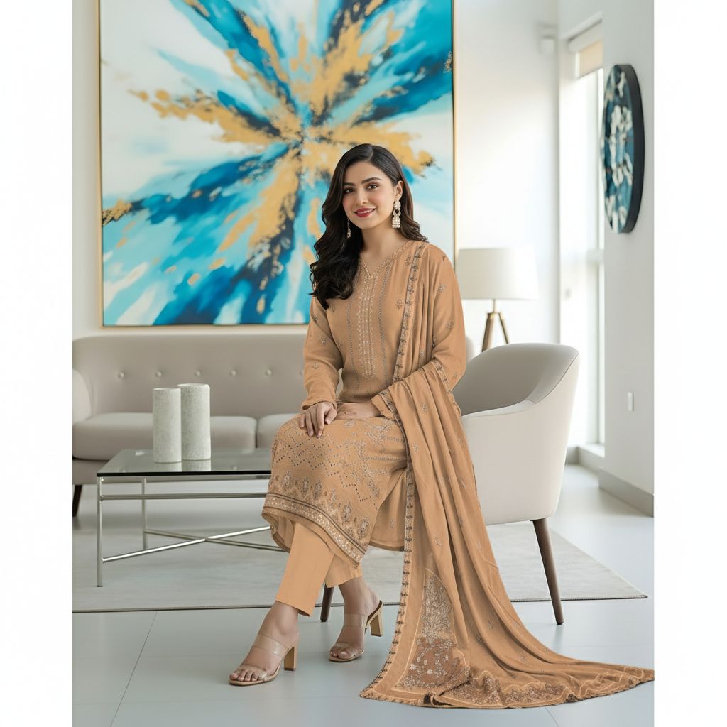 RANGREZ Embroidered Lawn [3pice]