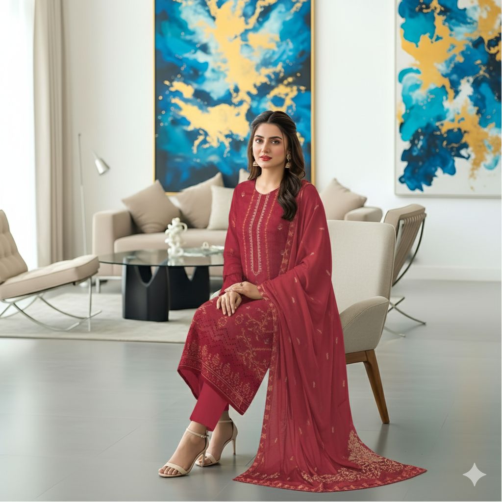 RANGREZ Embroidered Lawn [3pice]
