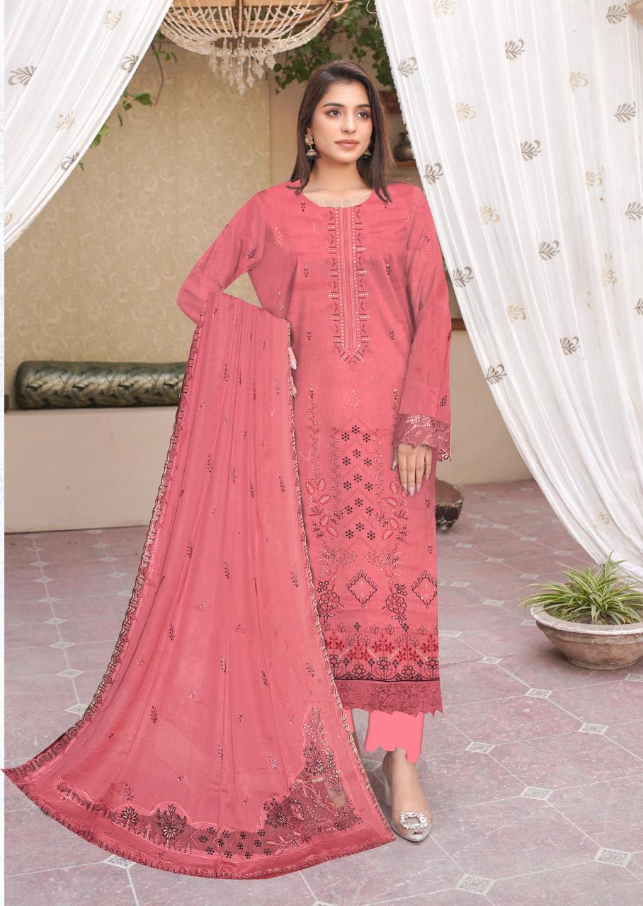 MIJAZ Embroidered Lawn [3pice]