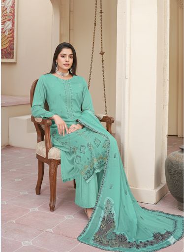MIJAZ Embroidered Lawn [3pice]