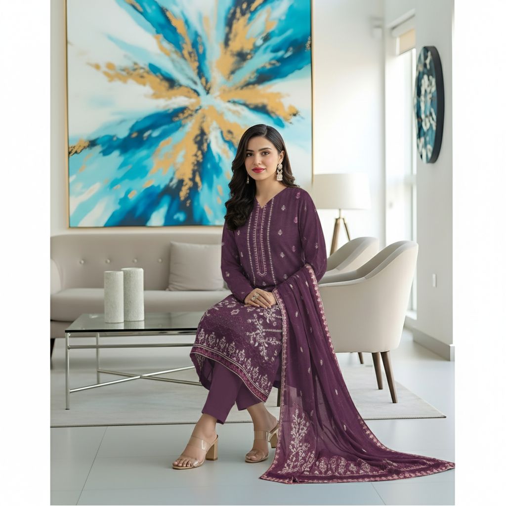 RANGREZ Embroidered Lawn [3pice]