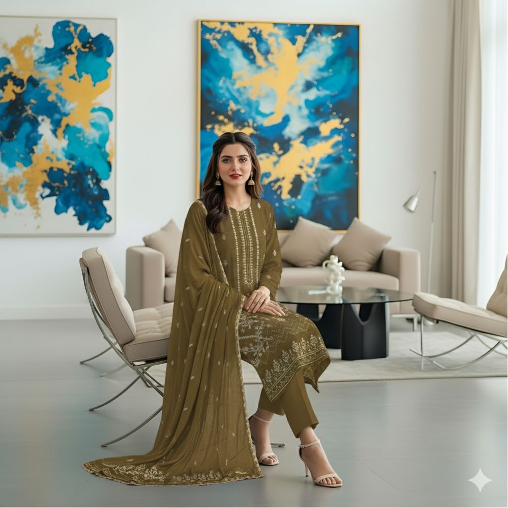 RANGREZ Embroidered Lawn [3pice]