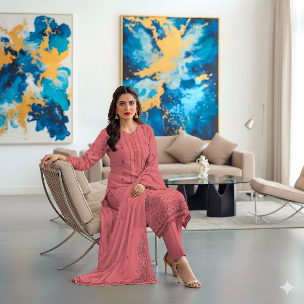 RANGREZ Embroidered Lawn [3pice]