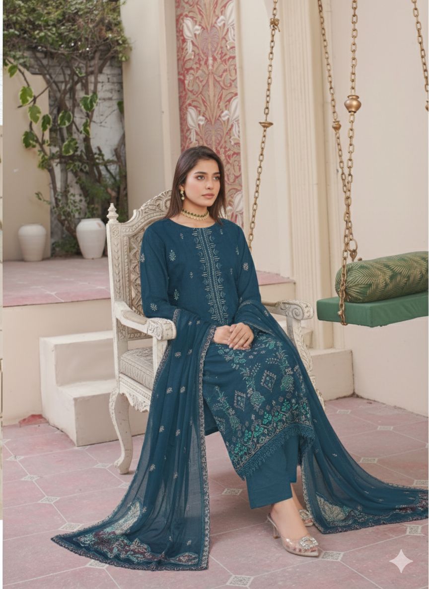 MIJAZ Embroidered Lawn [3pice]