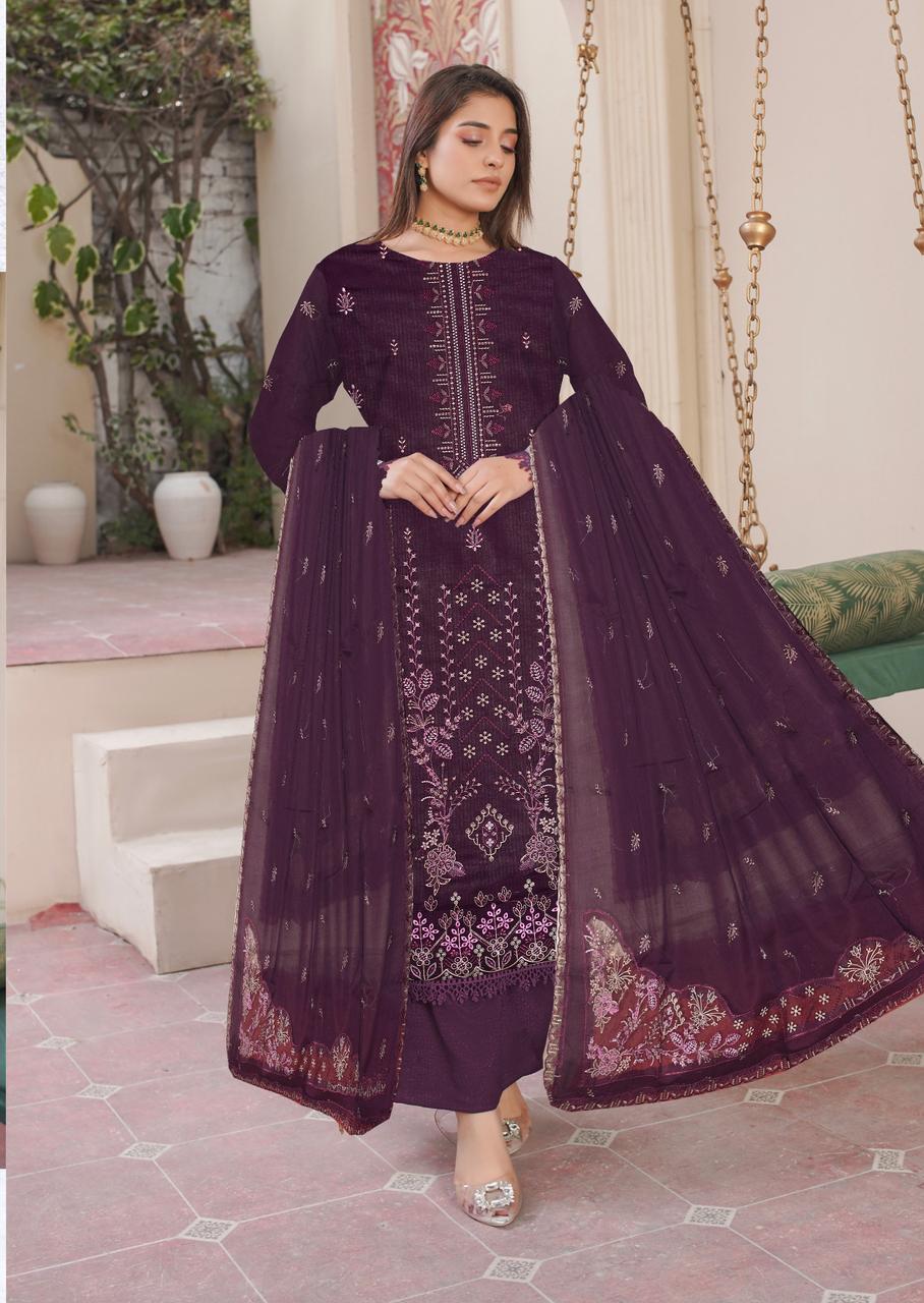 MIJAZ Embroidered Lawn [3pice]