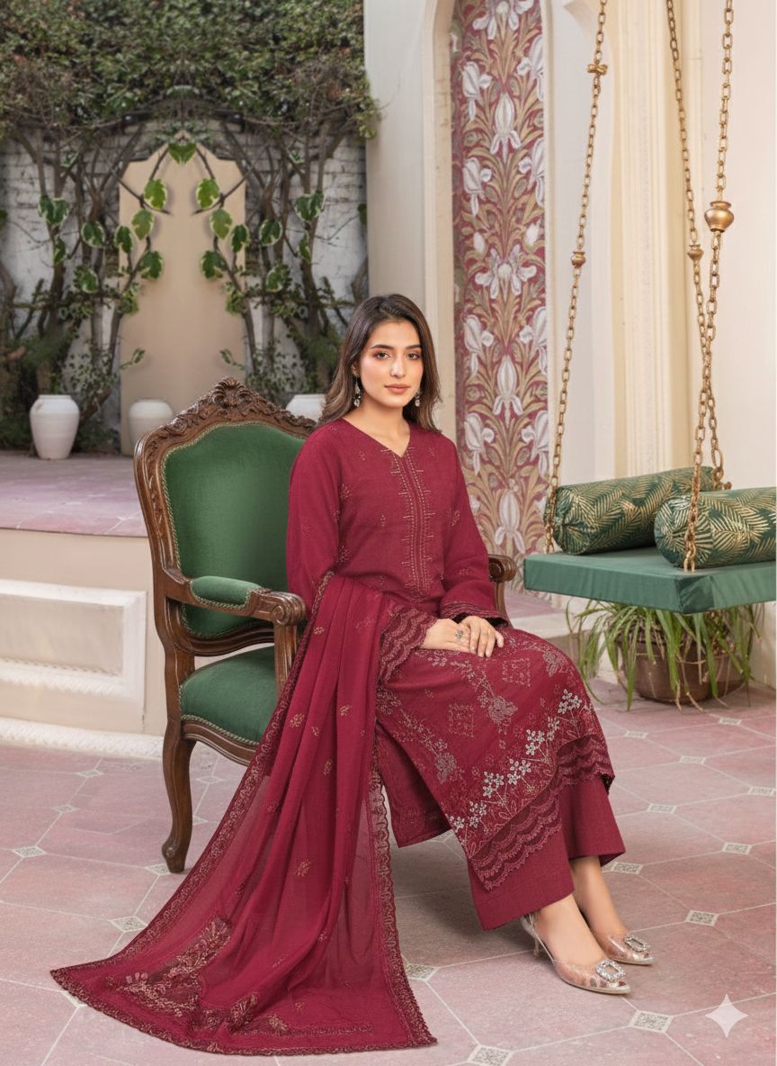 MIJAZ Embroidered Lawn [3pice]