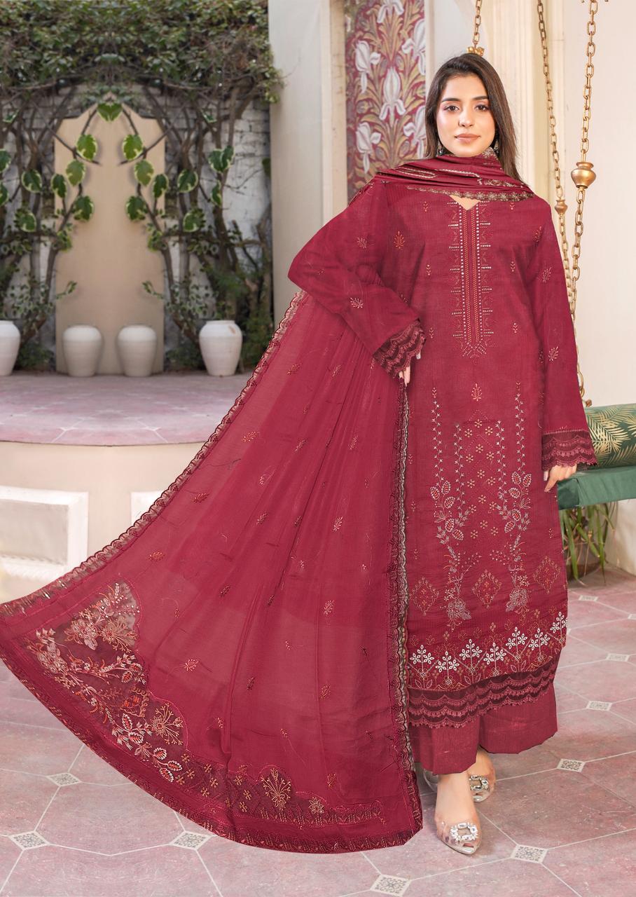 MIJAZ Embroidered Lawn [3pice]