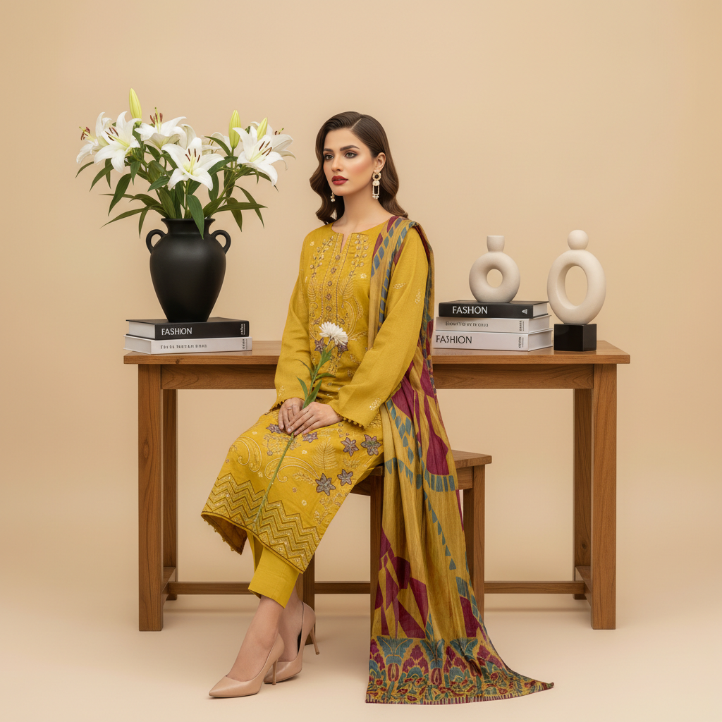 RANGOON  Embroidered Lawn [3pice]