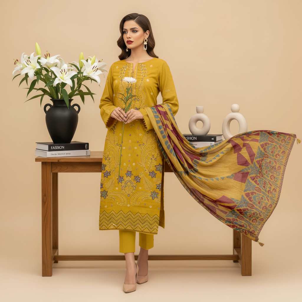 RANGOON  Embroidered Lawn [3pice]