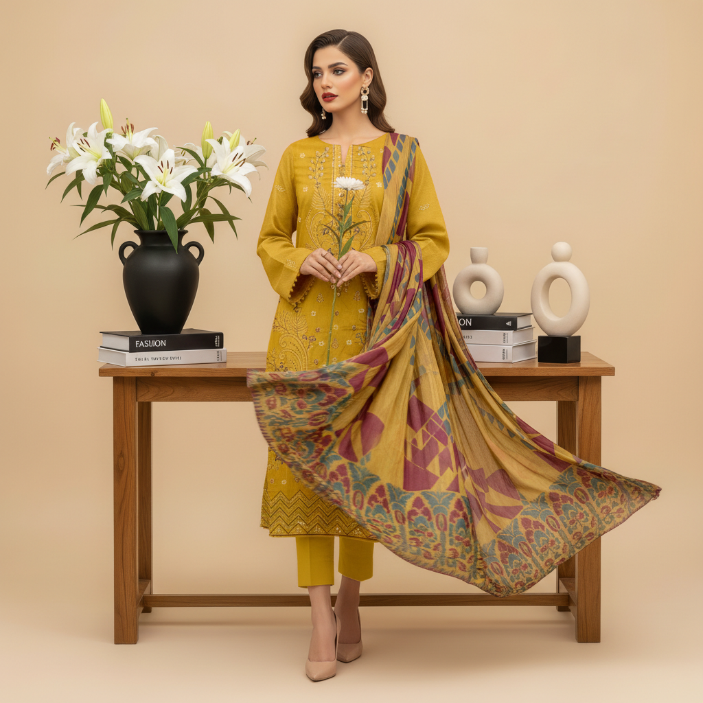RANGOON  Embroidered Lawn [3pice]